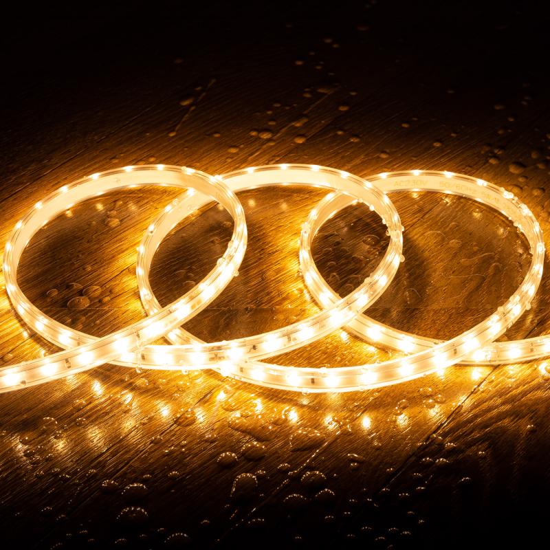 Afbeelding van Led Strip Dimbaar 220V SMD 60 LED/m Warm 5W/m 400lm/m Breedte 12mm te knippen om de 100cm IP65 Op maat