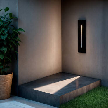 LED-Wandleuchte Aussen 3W Einbau Rechteckig Schwarz  Wabi Linear