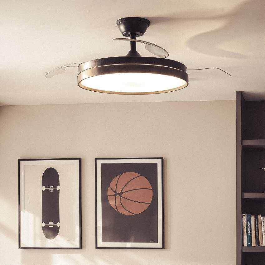 Deckenventilator mit Licht, geräuscharm, DC, einziehbare Flügel, Kaios