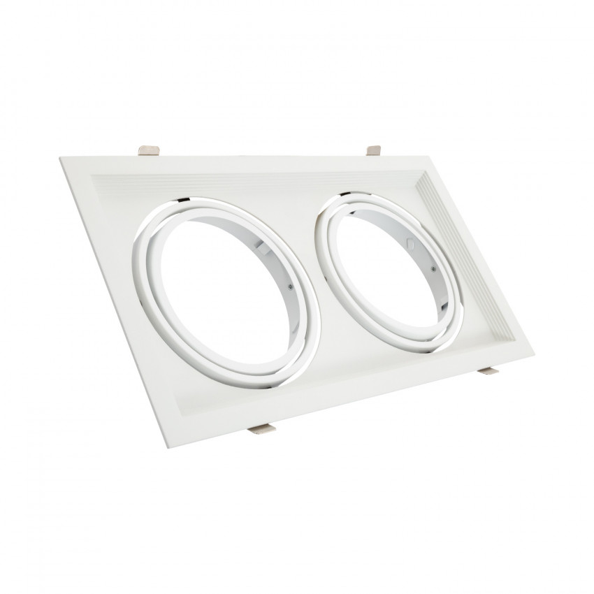 Downlight Aro 2x AR111 Vierkant verstelbaar armatuur van aluminium Zaagmaat 160x310 mm