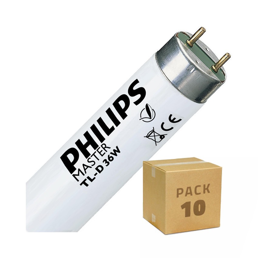 Pack 10 st PHILIPS fluorescentiebuizen Regelbaar  T8   36W 120 cm met tweezijdig Aansluiting