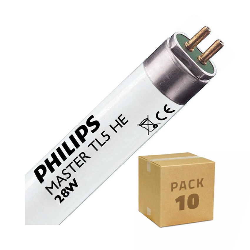 Pack 10 st PHILIPS fluorescentiebuizen Regelbaar  T5 HE  28W 115 cm met tweezijdig Aansluiting