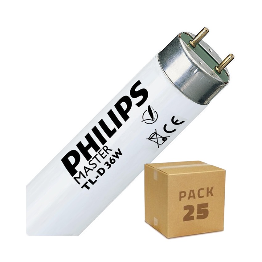 Pack 25 st  T8 PHILIPS fluorescentiebuizen Regelbaar 36W 120 cm  met tweezijdig vermogen 