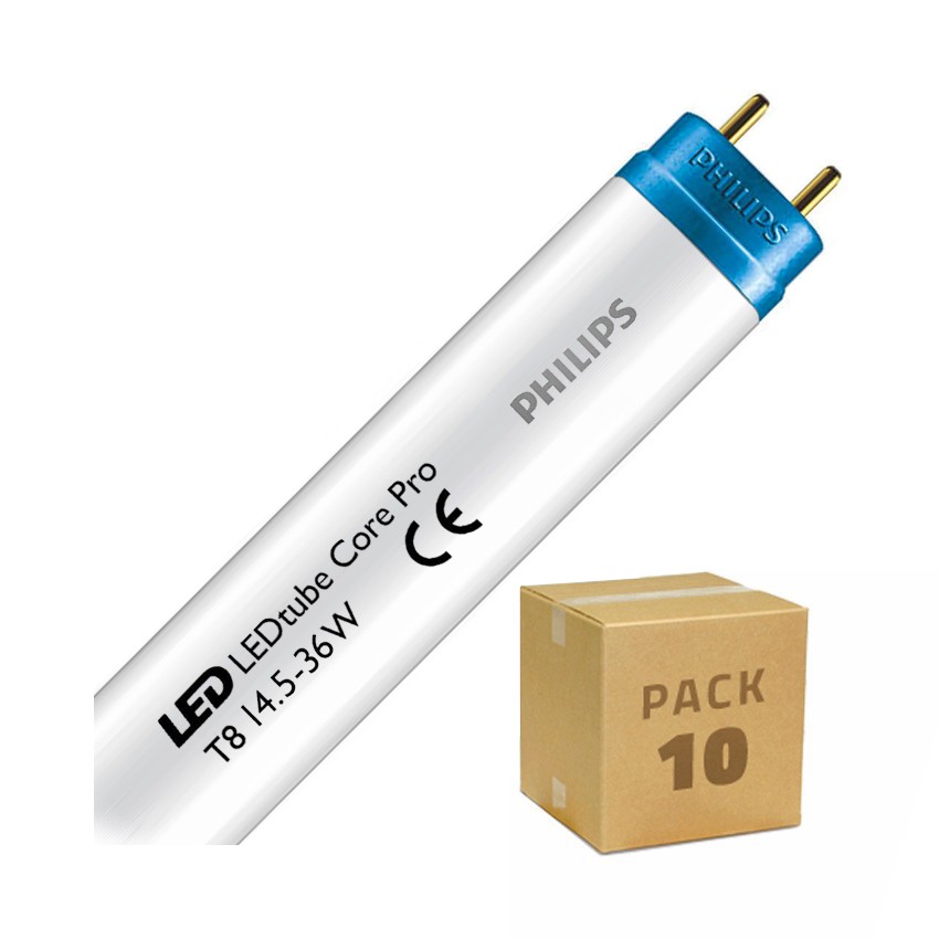 Pack van 10st T8 LED Buis 14.5.W 120cm 110lm/W  PHILIPS CorePro  met Eenzijdige voeding 