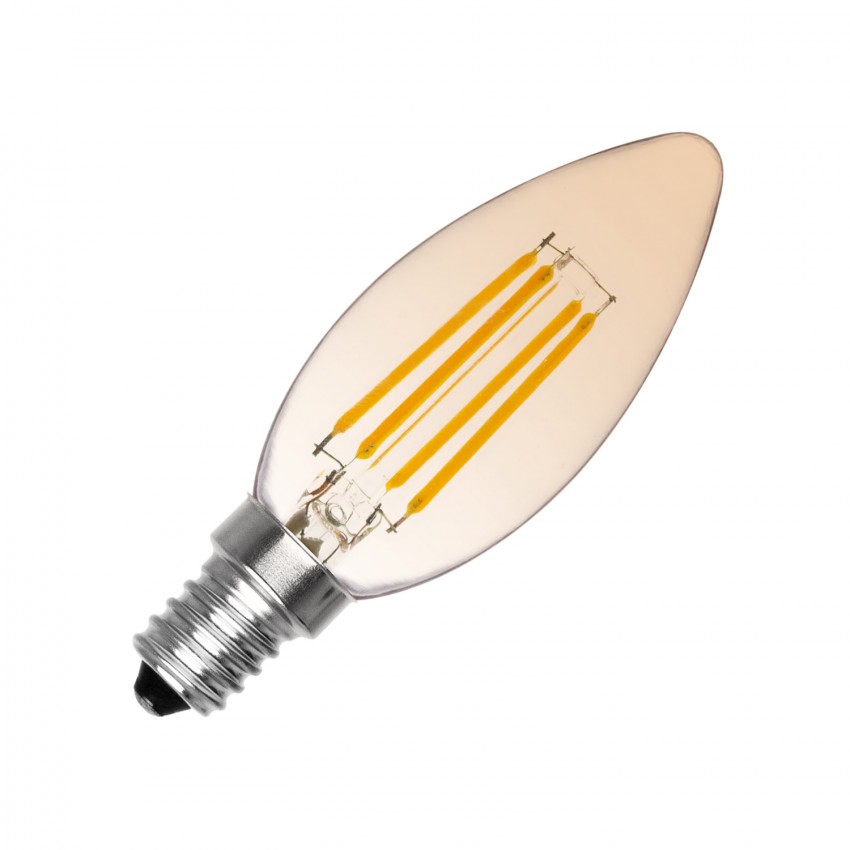 LED Lamp E14 C35 3.5W Filament Classic Gold kaars dimbaar