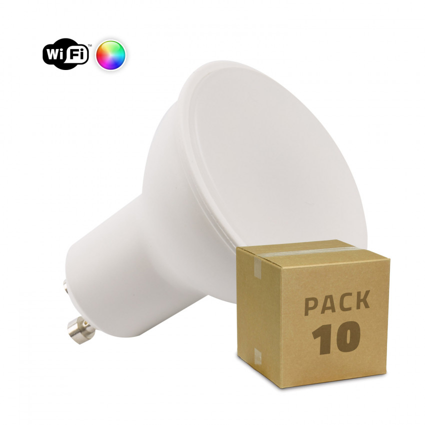 Pack 10 LED lampen Smart WiFi GU10 dimbaar RGBW 4W        
