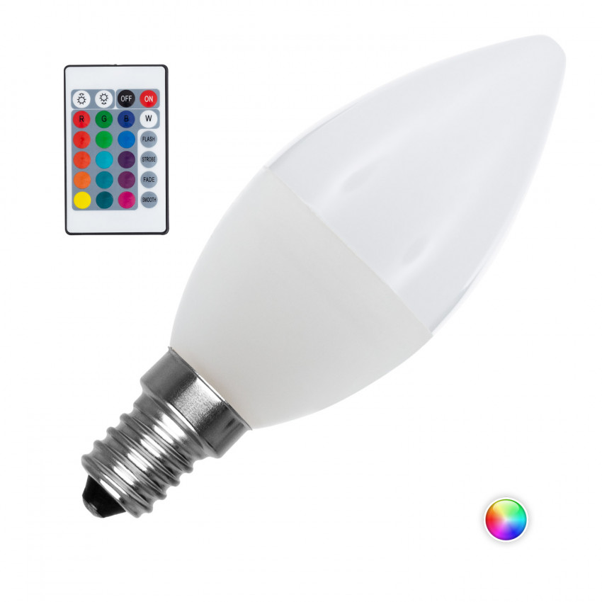 E14 C37 4,5W Dimbare RGBW LED lamp 