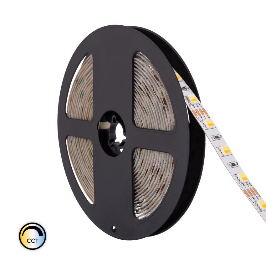 LED Strip 12V DC SMD5050 60LED/m 5m CCT Selecteerbaar IP20 Breedte 10mm