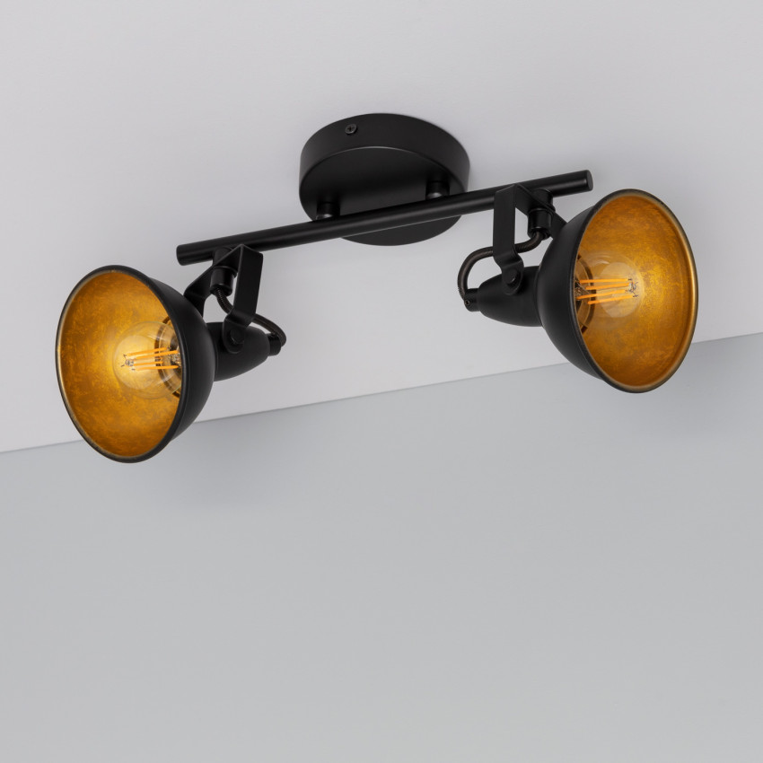 Plafondlamp Aluminium  Emer verstelbaar met 2 Spots Zwart