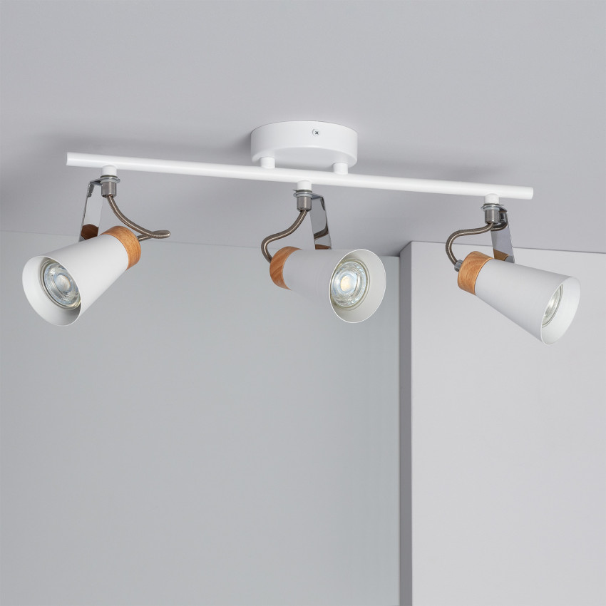 Plafondlamp  Metaal en Hout Richtbaar 3 spots Mara