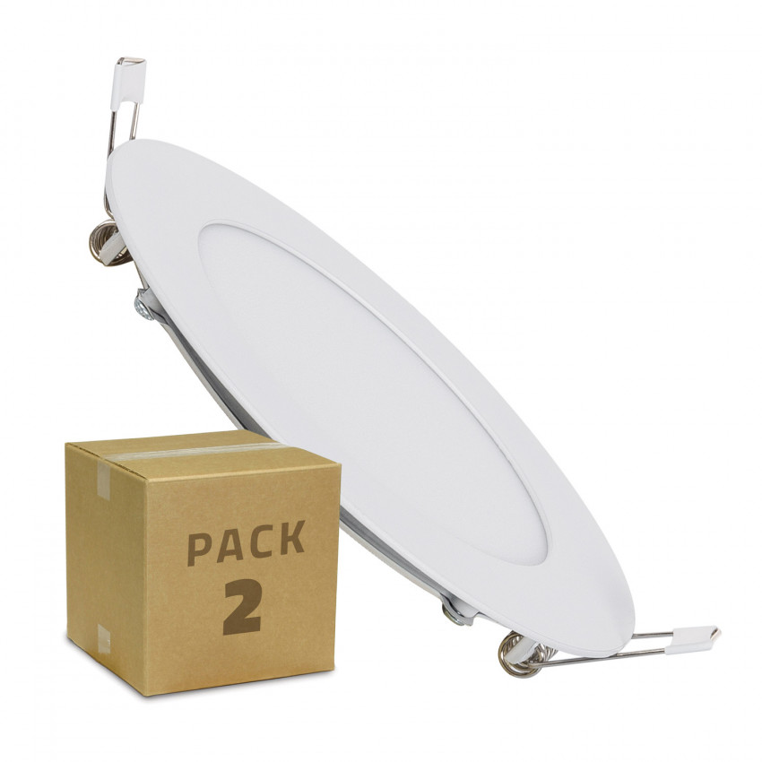 Pack 2 LED-Paneel Rond 6W  Zaag maat Ø 105 mm