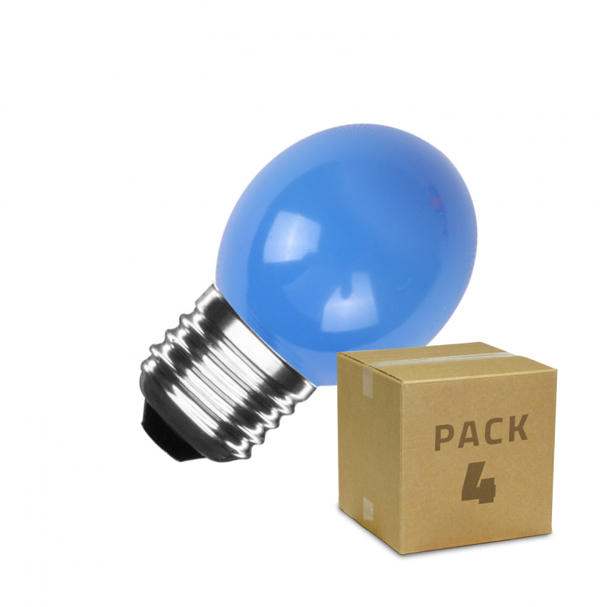 Pack 4st LED Lampen E27 3W 300 lm G45 Blauw 