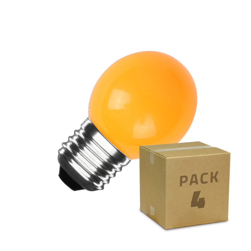 Pack 4st LED Lampen E27 3W 300 lm G45 Oranje  