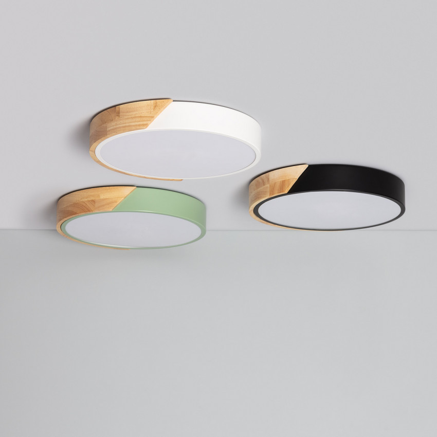 Plafondlamp LED 18 W Rond Hout Ø320mm CCT Selecteerbaar Semi-Dari