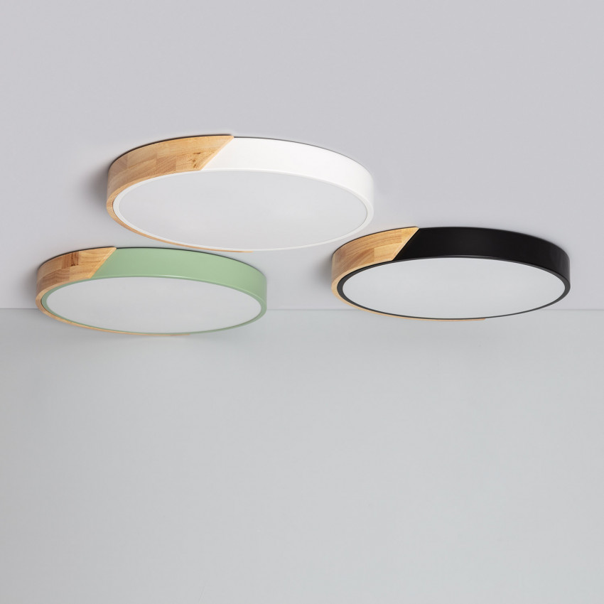 Plafondlamp LED 24 W Rond Hout Ø418mm CCT Selecteerbaar Semi-Dari