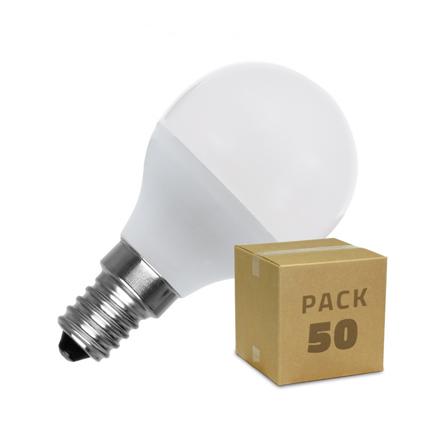 Doos met 50St LED Lampen E14 G45 5W Helder Wit