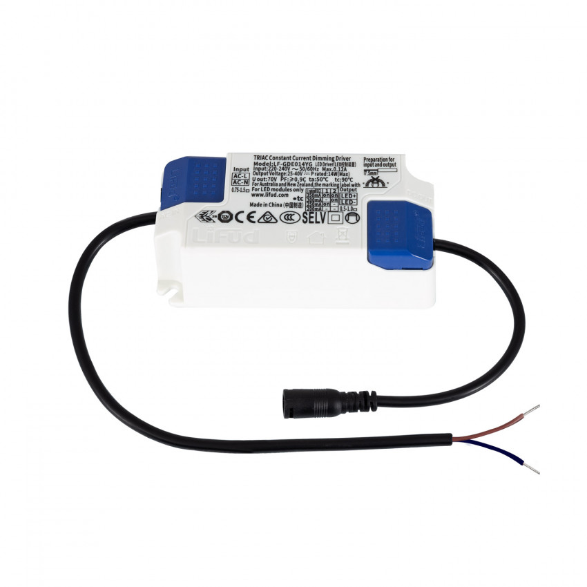 Driver LIFUD Dimbaar TRIAC 220-240V No Flicker Output  25-40V 200-350mA 8-14W LF-GDE014YG