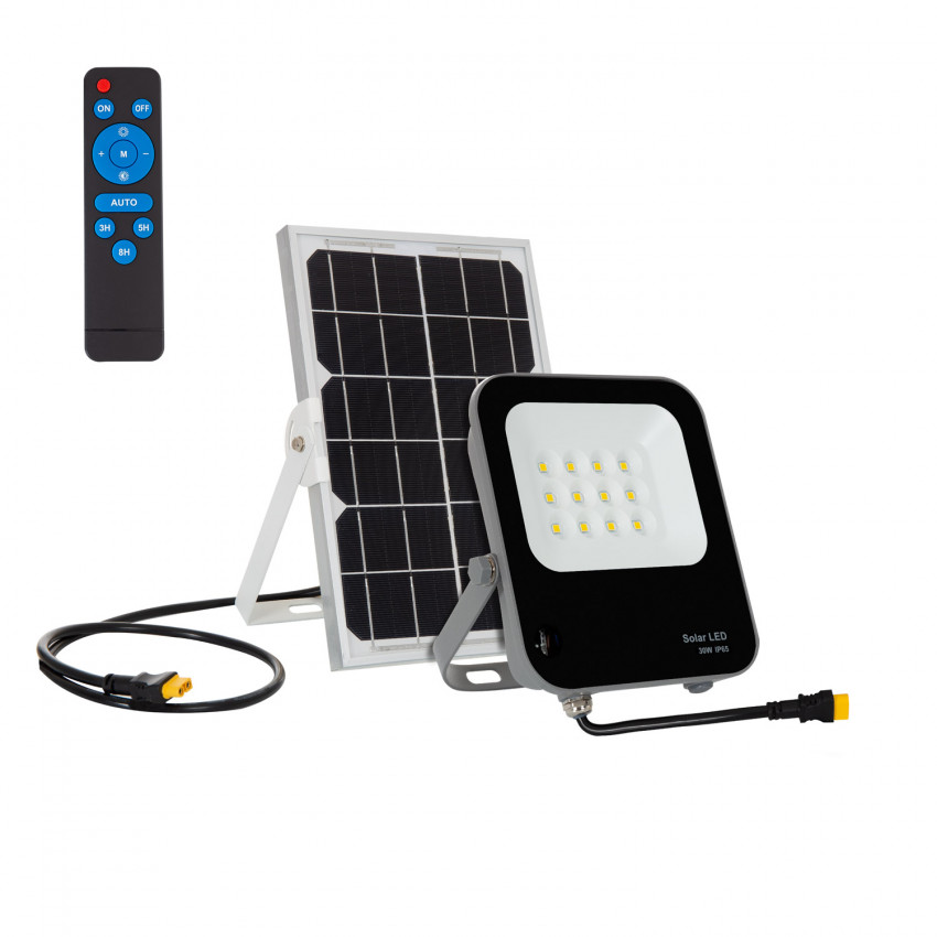 Schijnwerper Zonne-energie LED 30W 170lm/W IP65 met Afstandsbediening 