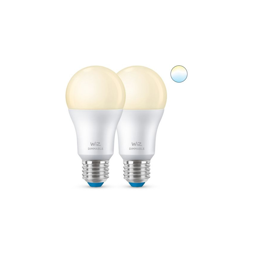 Doos met 2St LED Lampen Smart WiFi + Bluetooth E27 A60 Dimbaar WIZ 8W