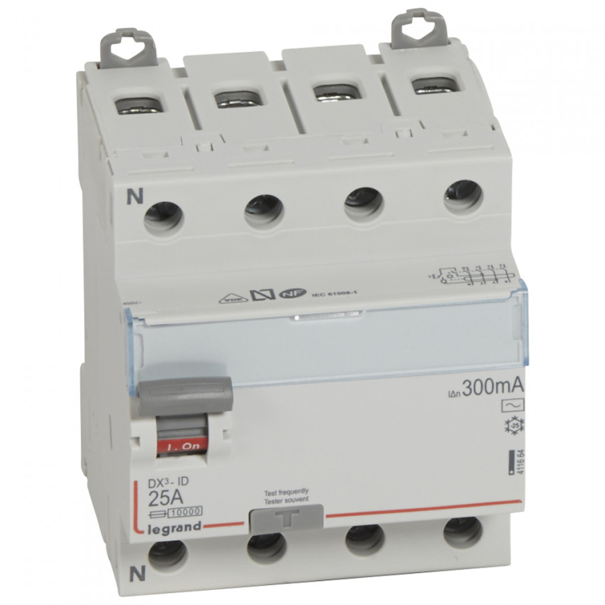 Differentieel Schakelaar Industieel 4P 300mA 25-63 A 10kA Clase AC LEGRAND DX³ 411664