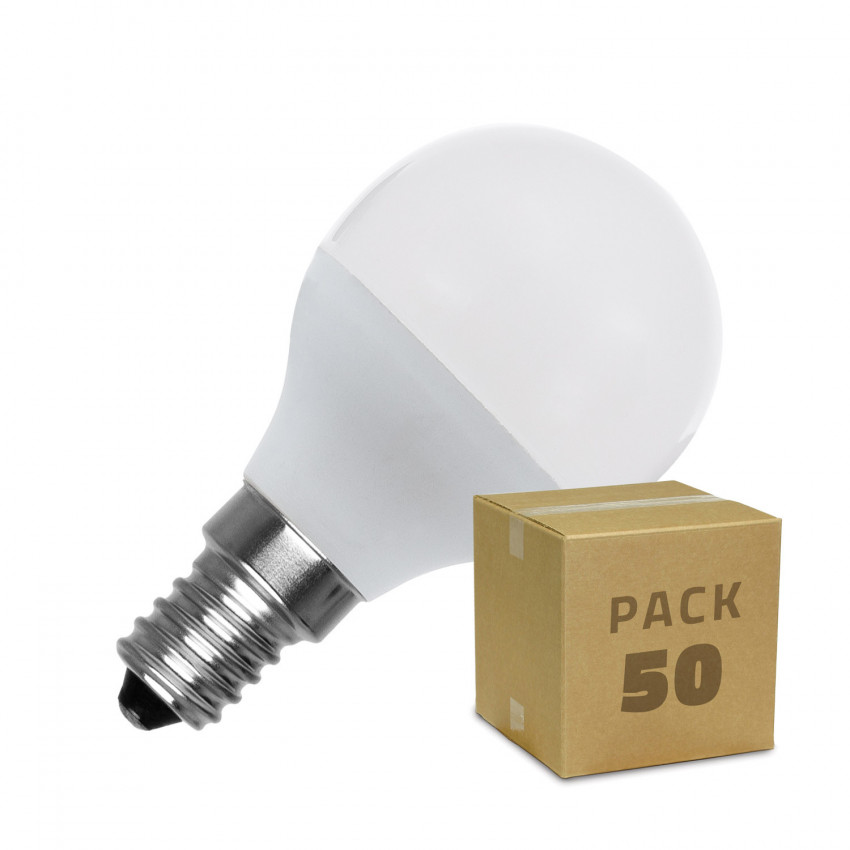 Doos met 50St LED Lampen E14 G45 5W Koel Wit