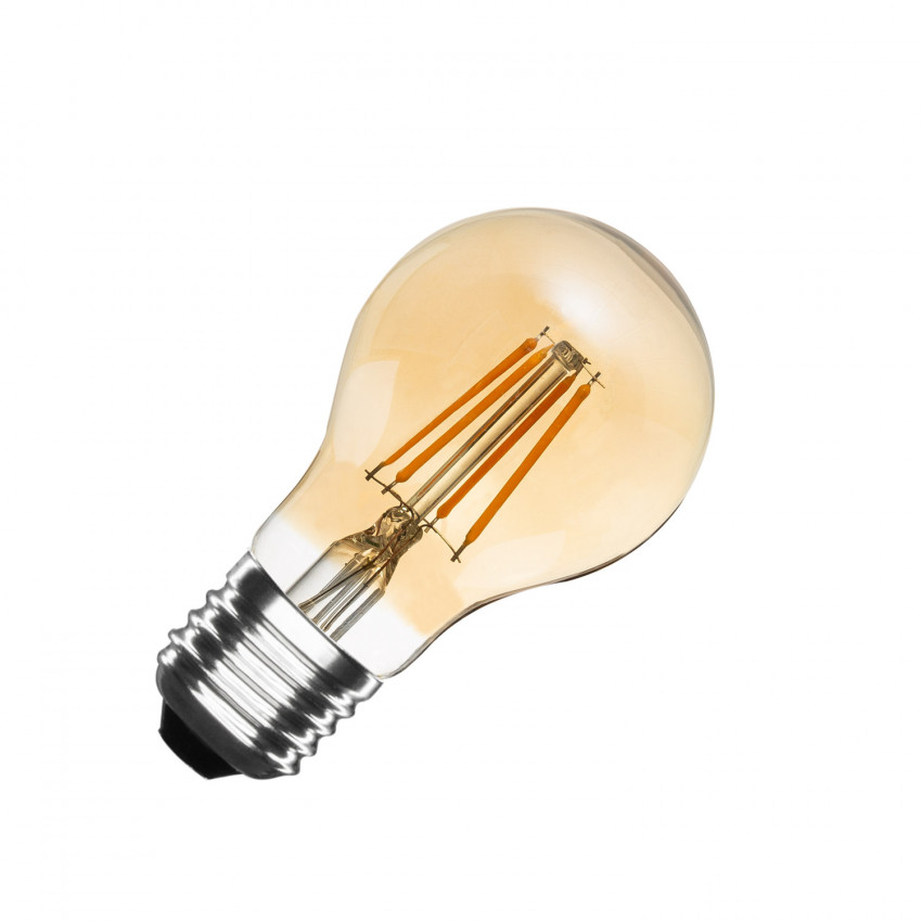 A60 E27 6W classic gold LED lamp (dimbaar)
