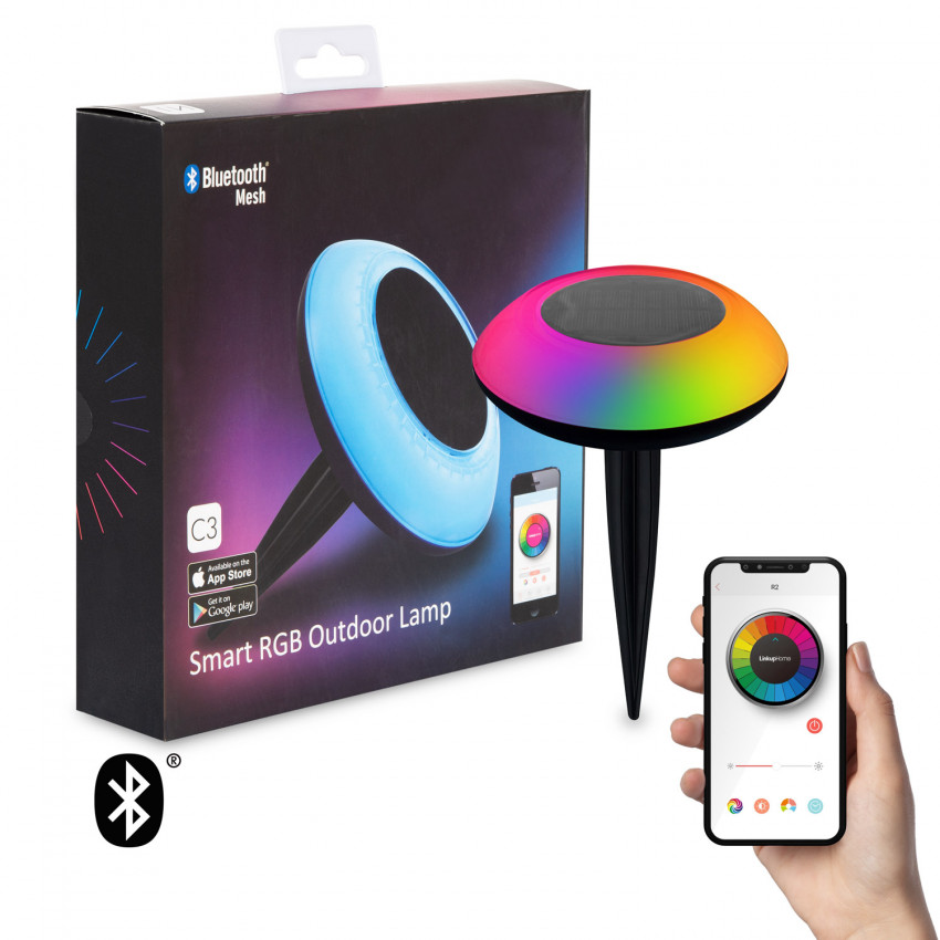 Baken met Outdoor Spike RGBW Solar LED voor Smartphone met Bluetooth Controler IP65