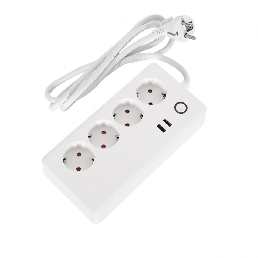Verlengsnoer  WiFi 4 Stopcontacten Tipo F Schuko + 2 xUSB 