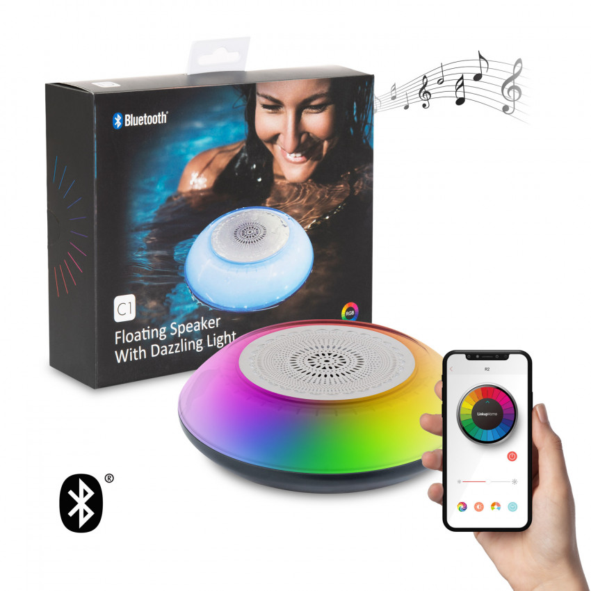 Zwembad Bluetooth Spreker Drijvend met LED Licht RGBW IP67 Waterdicht voor Smartphone