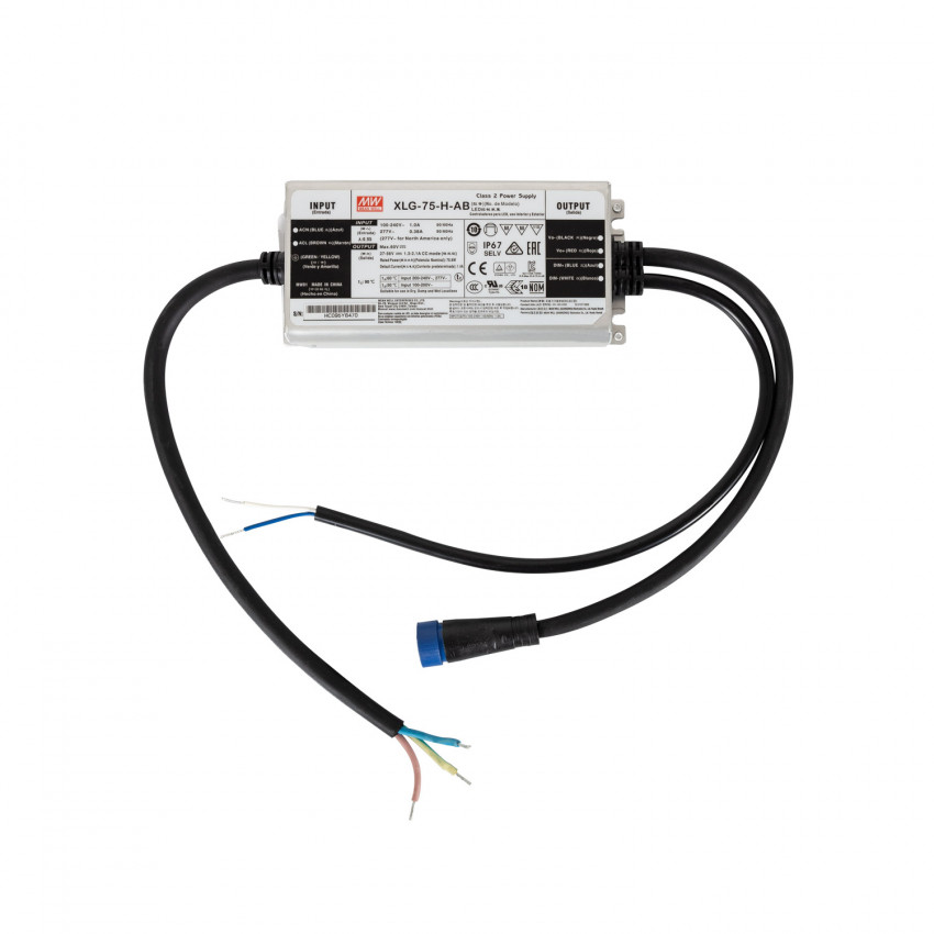 Driver MEAN WELL IP67 100-240V Output 27-56V 1300-2100mA 75W XLG-75-H-AB