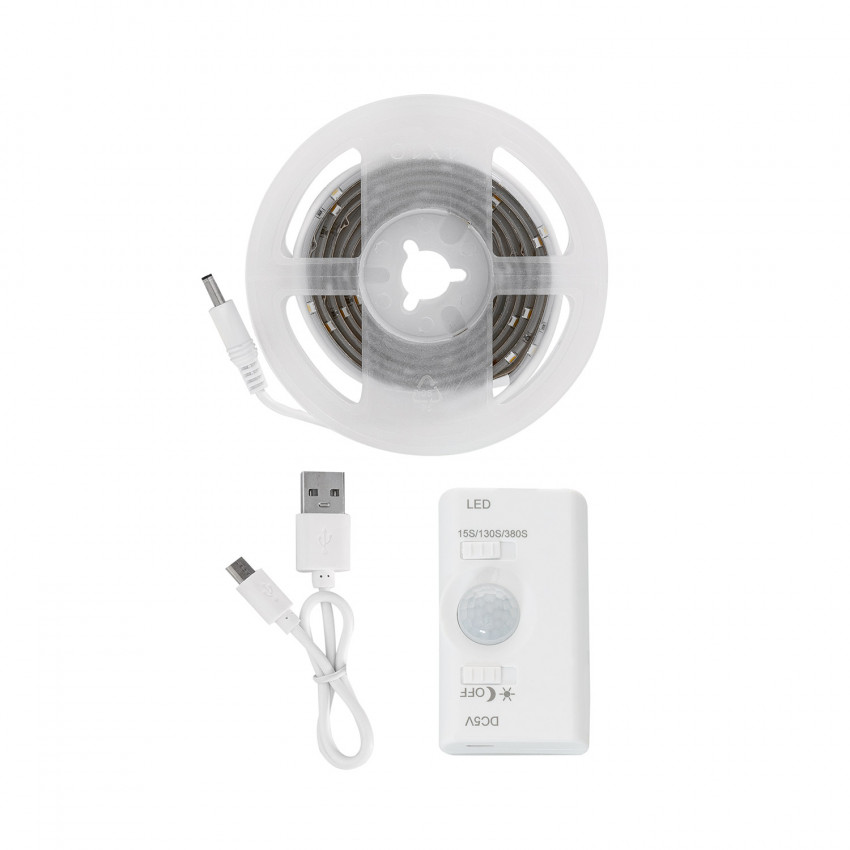 LED Strip 30LED/m 1m IP20 met bewegingssensor en Oplaadbare Batterij 