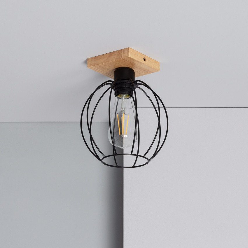 Plafondlamp Topka  Hout en Metaal 