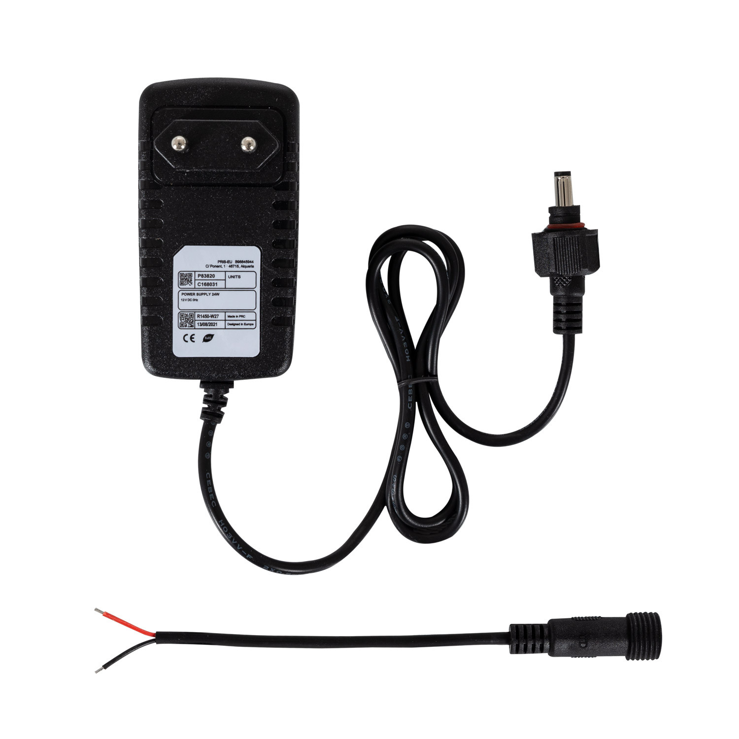 Voeding 24W 12V 2A Jack met veiligheidsdraad - Ledkia