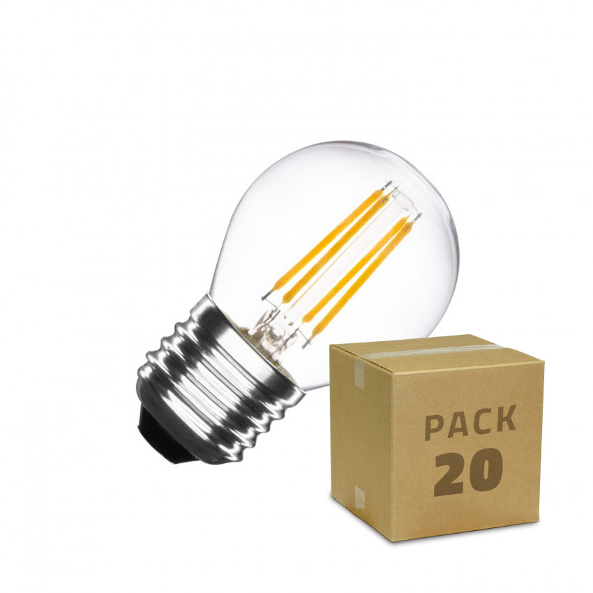 Doos met 20St LED Lampen E27 Dimbaar Filament Klein Klassiek G45 4W Neutraal Wit