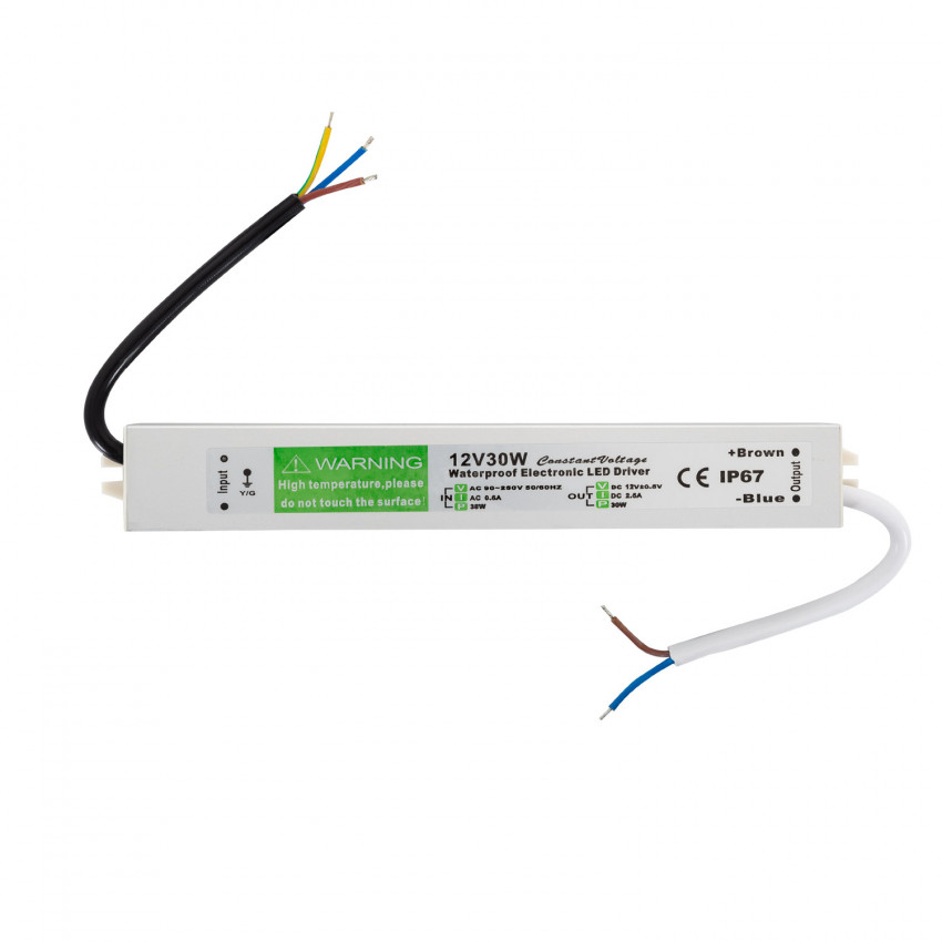 Voeding / Transformator Waterdicht 12V DC 30W  2.5A IP67