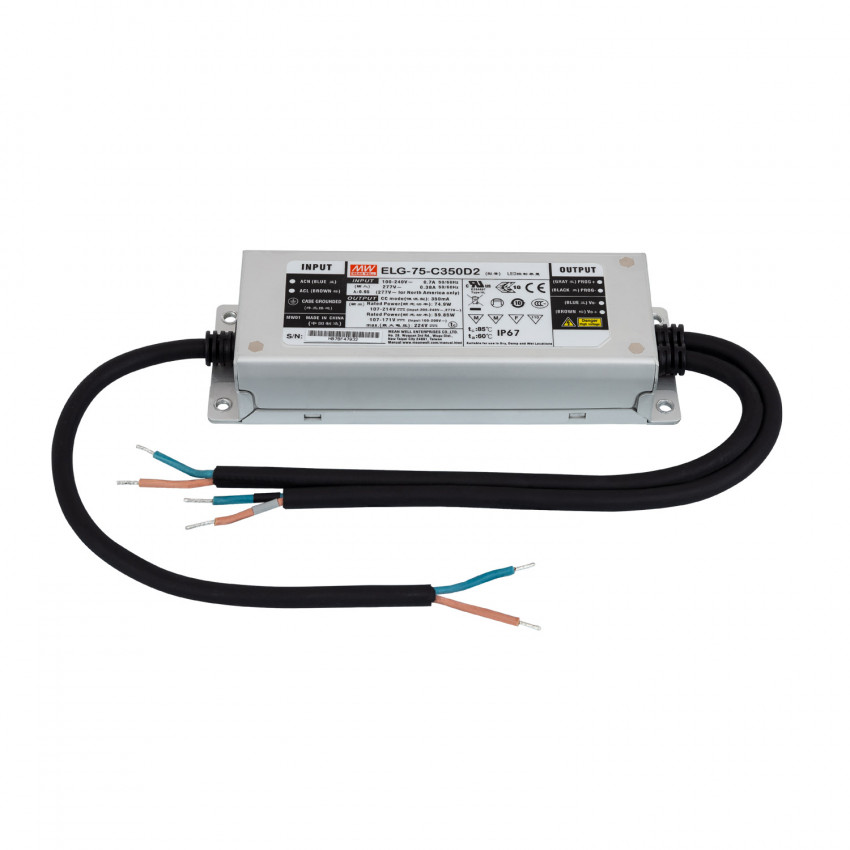 MEAN WELL driver ELG-75-C350D2 IP65 107-214V DC 75W (programmeerbaar)