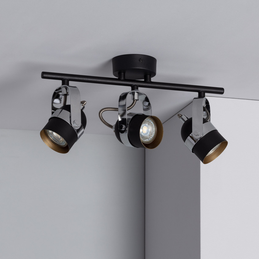 Plafondlamp  Verstelbaar Aluminium  3 Spots Zwart Sinner 