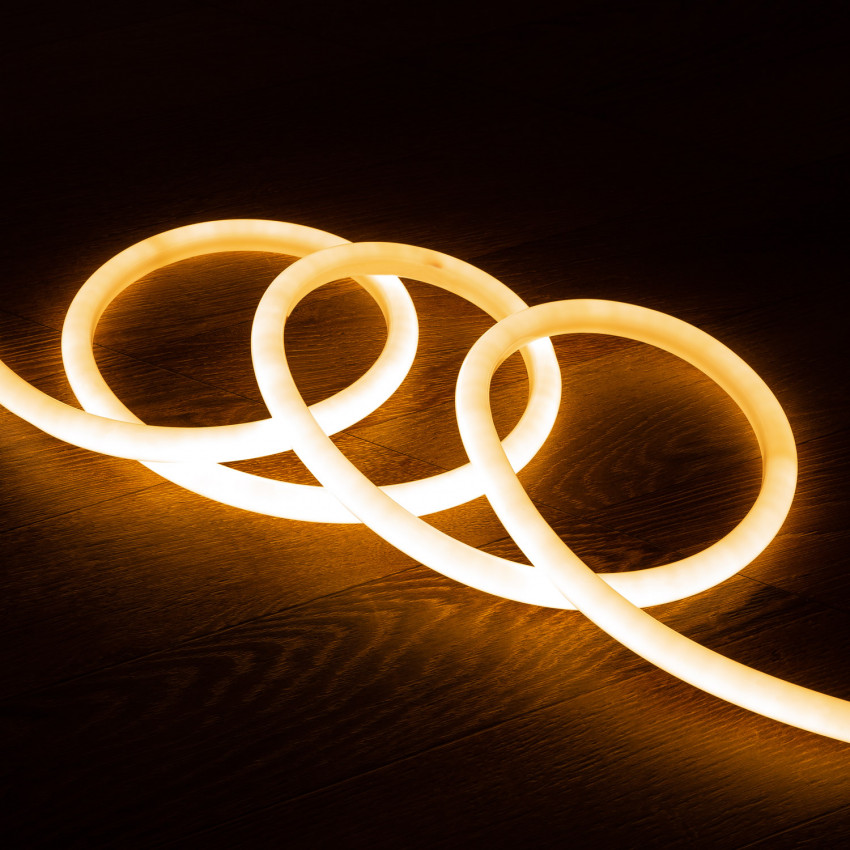 Neon LED Strip Rond Dimbaar Flexibel 360 220V AC 120 LED/m IP67 Warm Wit Op Maat op de 100cm