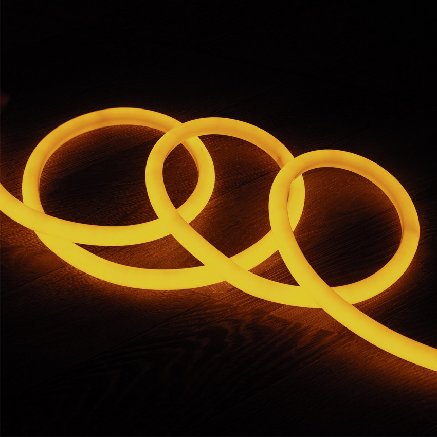 Neon LED Strip Rond Dimbaar Flexibel 360 220V AC 120 LED/m IP67 in Geel op Maat om de 100cm