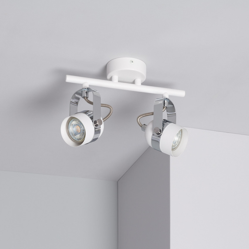 Plafondlamp  Verstelbaar Aluminium  2 Spots Wit Sinner 