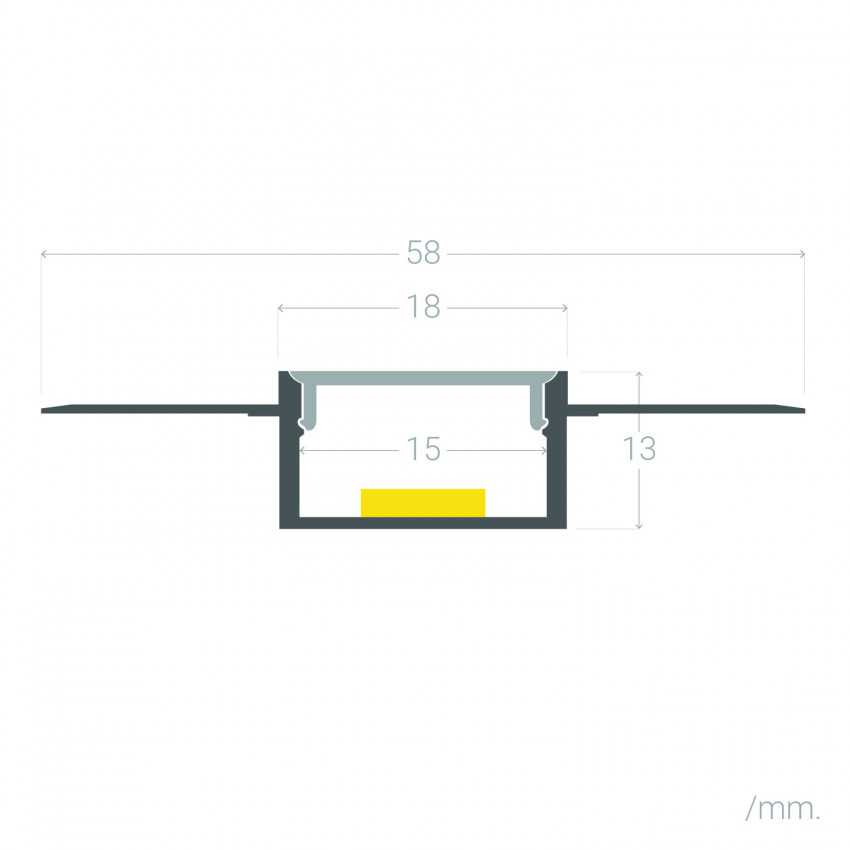 Perfil de Aluminio Empotrado en Escayola para Tira LED a medida