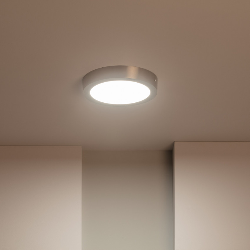 Plafón LED Circular 18W Marco Plata