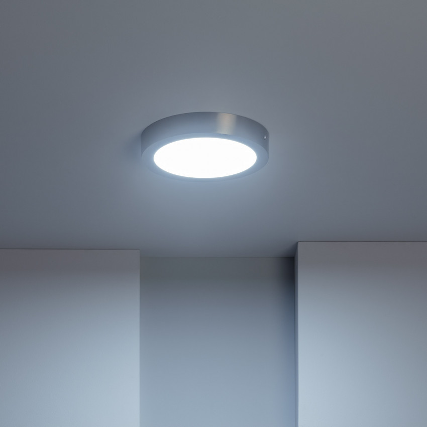 Plafón LED Circular 18W Marco Plata