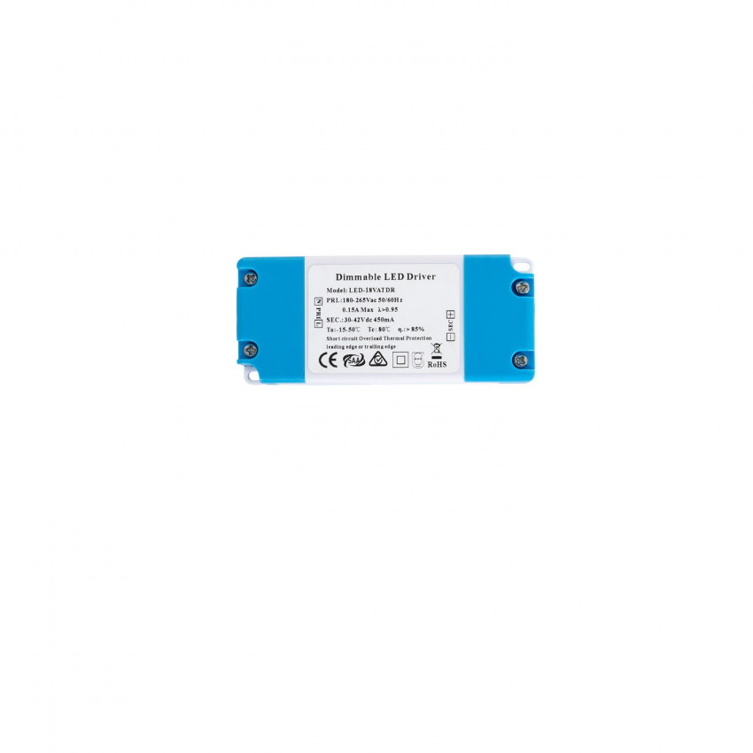 Driver Dimbaar TRIAC 180-265V No Flicker Output  30-42V 450mA 18W