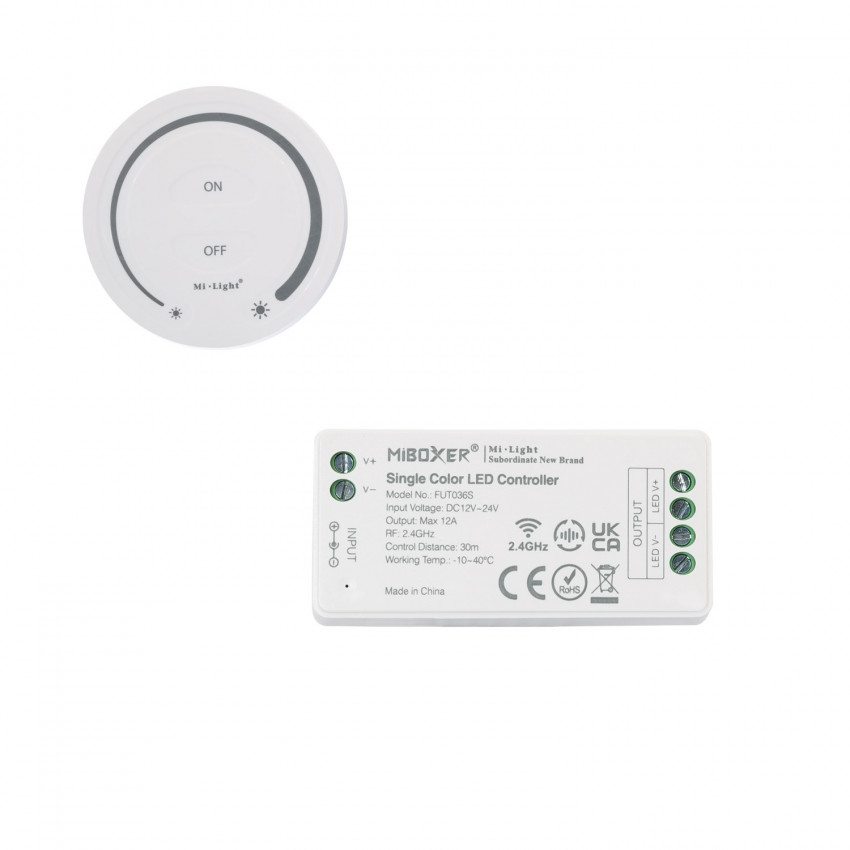 Controller Monocolor 12/24V DC + RF Afstandsbediening MiBoxer