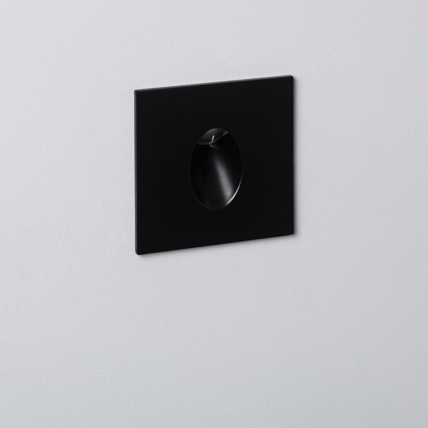 Baken LED 1W Inbouw Muur Vierkant Zwart Adam 