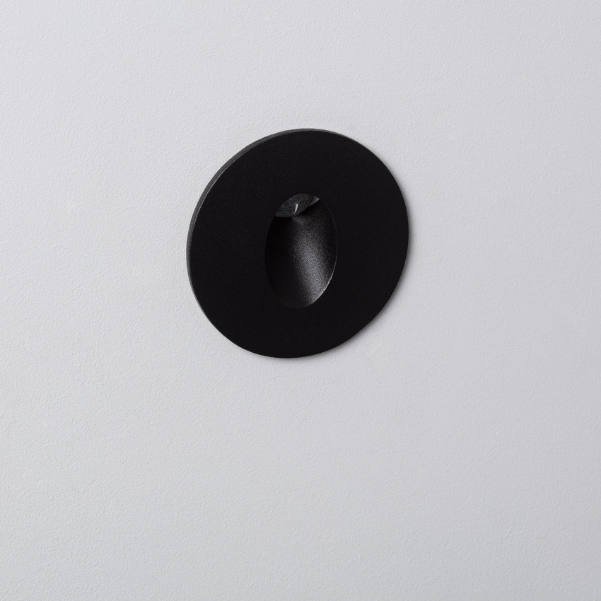 Baken  LED 1W Inbouw Muur Rond Zwart Adam 