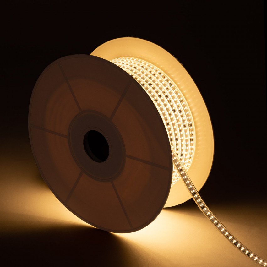 LED Strip Rol Dimbaar 220V AC Solid 120 LED/m 50m Warm Wit IP65  in te korten elke 10 cm Breedte 14mm