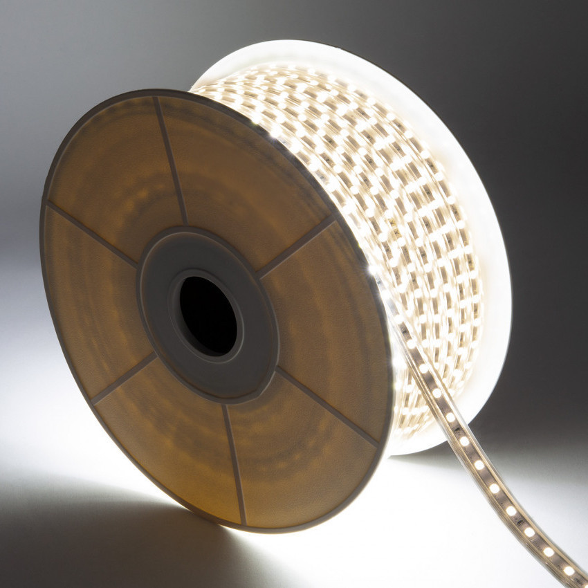 LED Strip Rol 220V AC 100 LED/m 50m Warm Wit  IP67 in te korten om  de 25 cm Dimbaar Breedte 14mm
