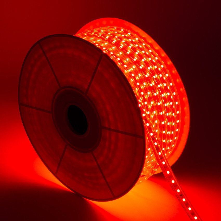LED Strip Rood Dimbaar 50m 220V AC 60 LED/m In te korten om de 100cm Breedte 14mm